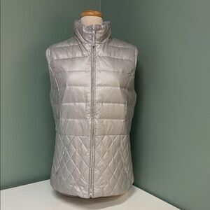 Talbots Metallic Gray Quilted Vest